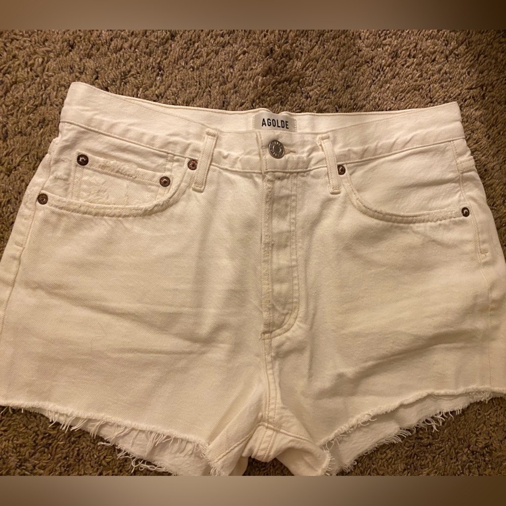 Agolde Parker denim shorts size 28 in white